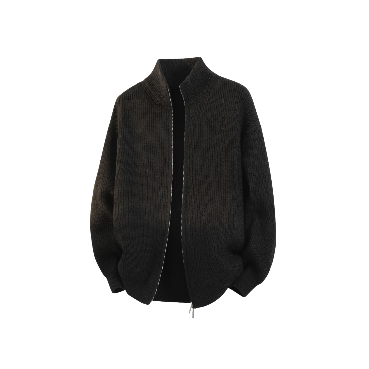 ROMON Men's Knitted Cardigan Sweater Autumn Winter Casual Loose Drop Shoulder Jacket Black 3XL