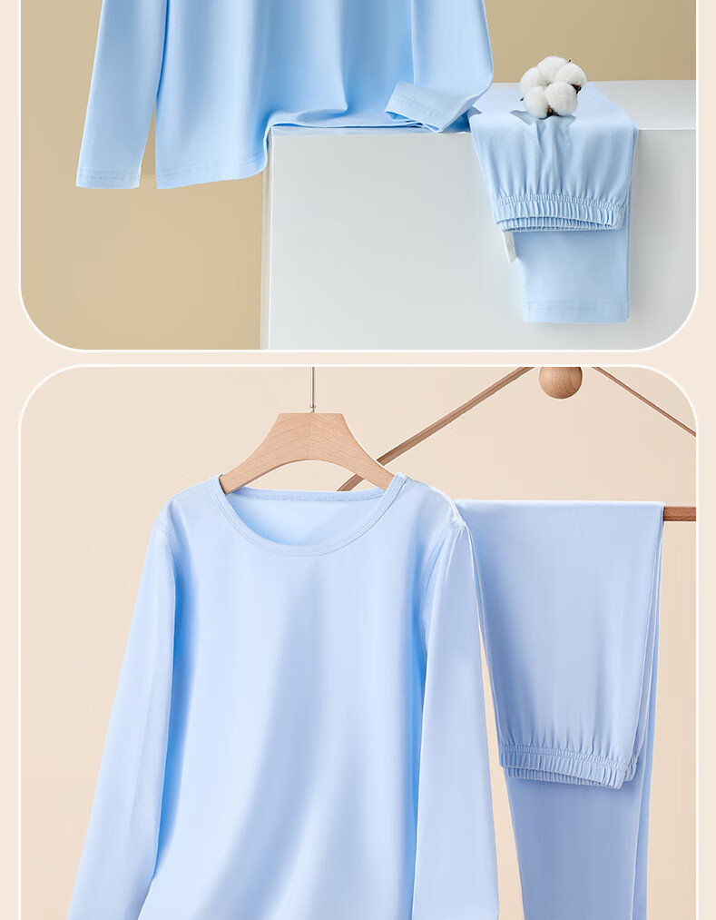 Langsha Girls' Cotton Thermal Underwear Set, Pure Cotton Autumn and Winter Sleepwear for Children 11