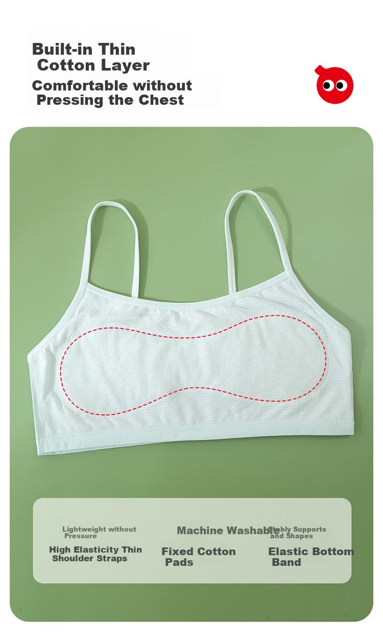 Hongdou First Stage Anti-Protrusion Children's Underwear, Developmental Period for Elementary School Girls, Thin Camisole, Young Girl Bra 5