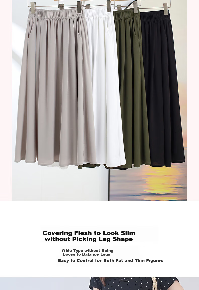 BOPRUIEY Ice Silk Midi Skirt for Women, Summer 2026 Latest Thin Elastic A-Line Draping Wide Hem Umbrella Skirt 3