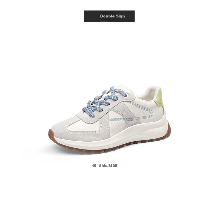 KISS CAT Ququeide Training Shoes, Forrest Gump Shoes, Thick-Soled Training Shoes, White Sneakers for Women KA64150-54, Oatmeal Color, Size 37 28