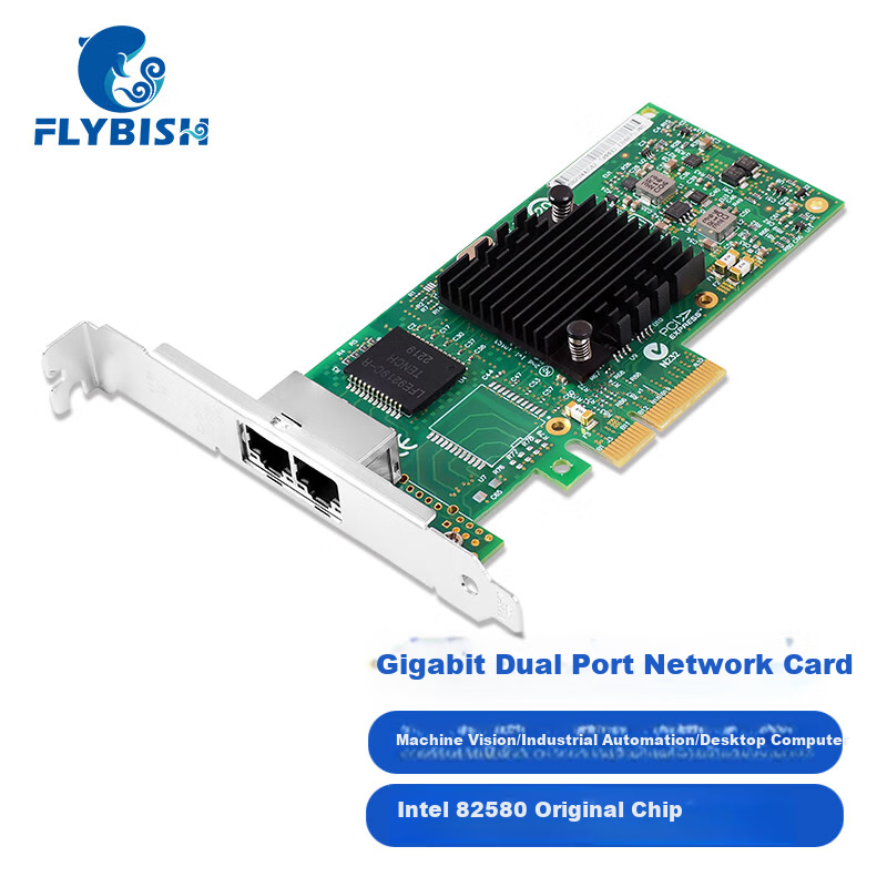FLYBISH KY-340 PCIe X4 Dual-Port Gigabit Server Network Card I340-T2, Machine Vision Industrial Camera, Intel 82580 Chip