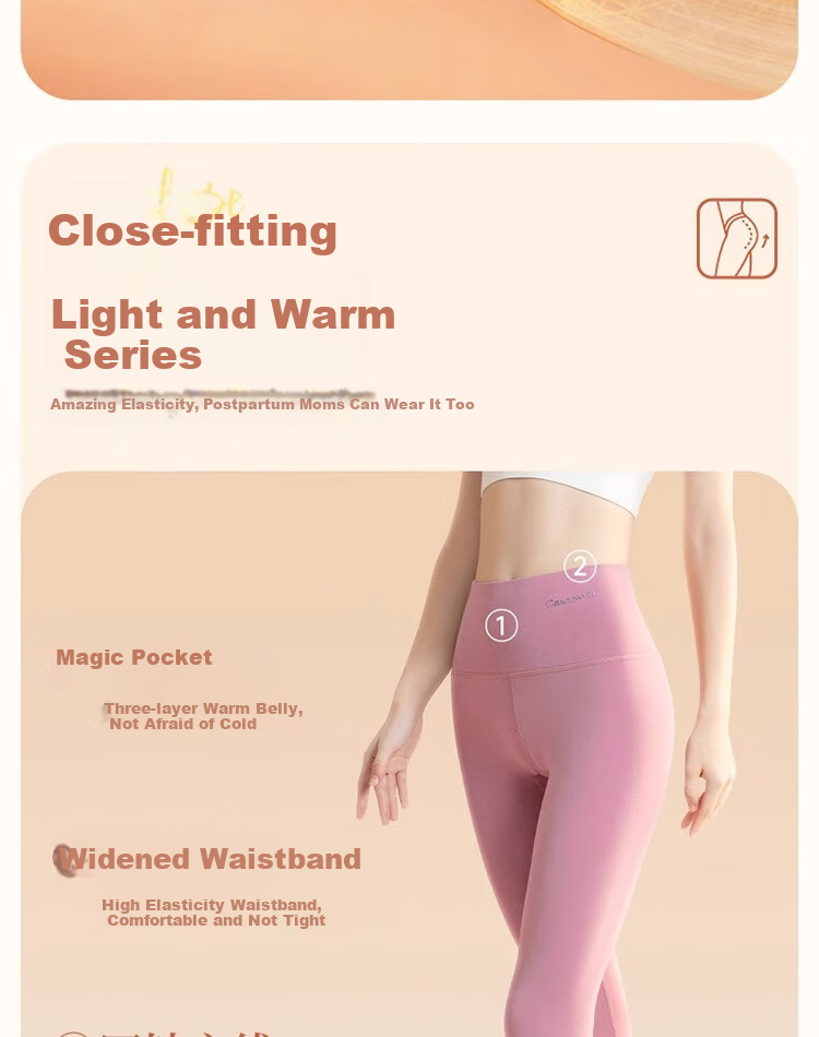 GRACEWELL Women's Thermal Underwear, New Modal Warm Pants, Thin Autumn And Winter Base Layer, High-Waisted Pocket Magic Line Pants, Skin Color L 10