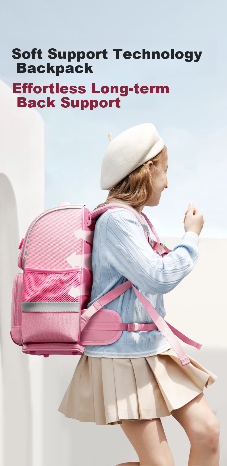 Jianqiaoshu Schoolbag for Primary School Girls, Children Grades 1-4, Spine-Protecting, Load-Reducing, Stylish, Large-Capacity Backpack, Purple-Pink, Small Size 9