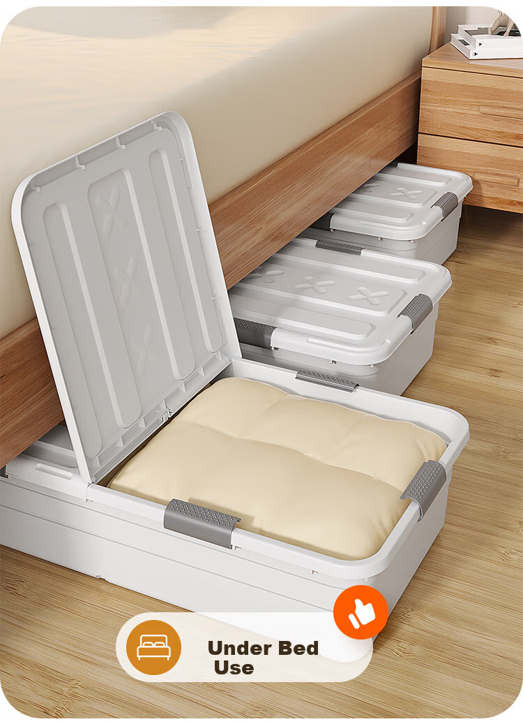 Jiabangshou Under-Bed Storage Box, Flat Organizer for Clothes And Quilts, with Wheels, 30L Capacity, 1 Piece 7