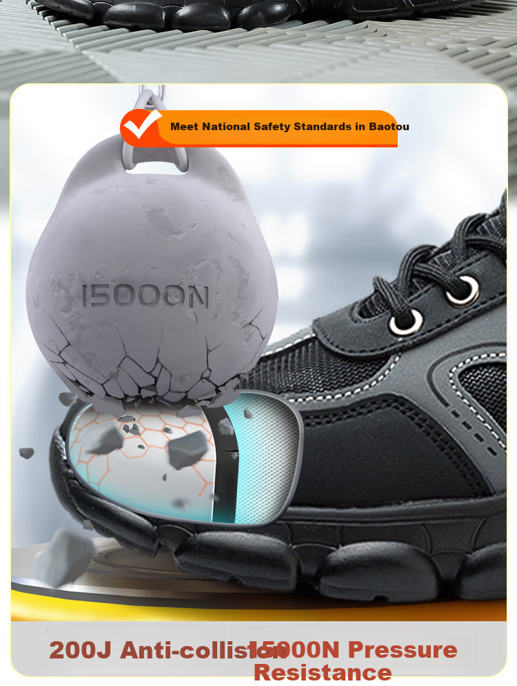 Dinggu Safety Shoes for Men with Steel Toe Cap, Anti-Smashing, Puncture-Resistant, Construction Site Work Boots with Steel Plate, Soft Sole, Wear-Resistant 1067 Heihui41 2