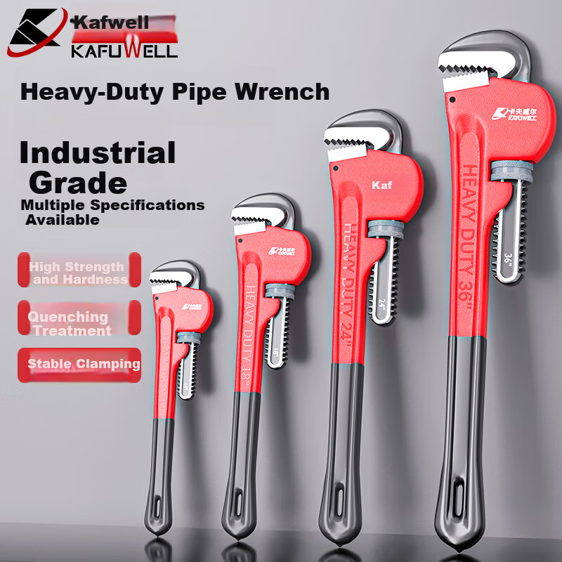 Kafuweier Heavy-Duty Pipe Wrench, Wide-Mouth Water Pipe Pliers, Adjustable Pipe Wrench, Pump Pliers for Round Pipes, Hand Vise, 8 Inches, PC5049S