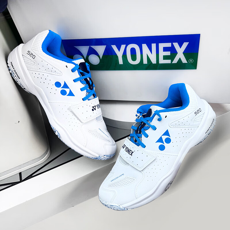 YONEX Badminton Shoes Spring Summer Professional Competition Training Cushioning Breathable Sports Shoes SHB520WCR White Blue Size 43