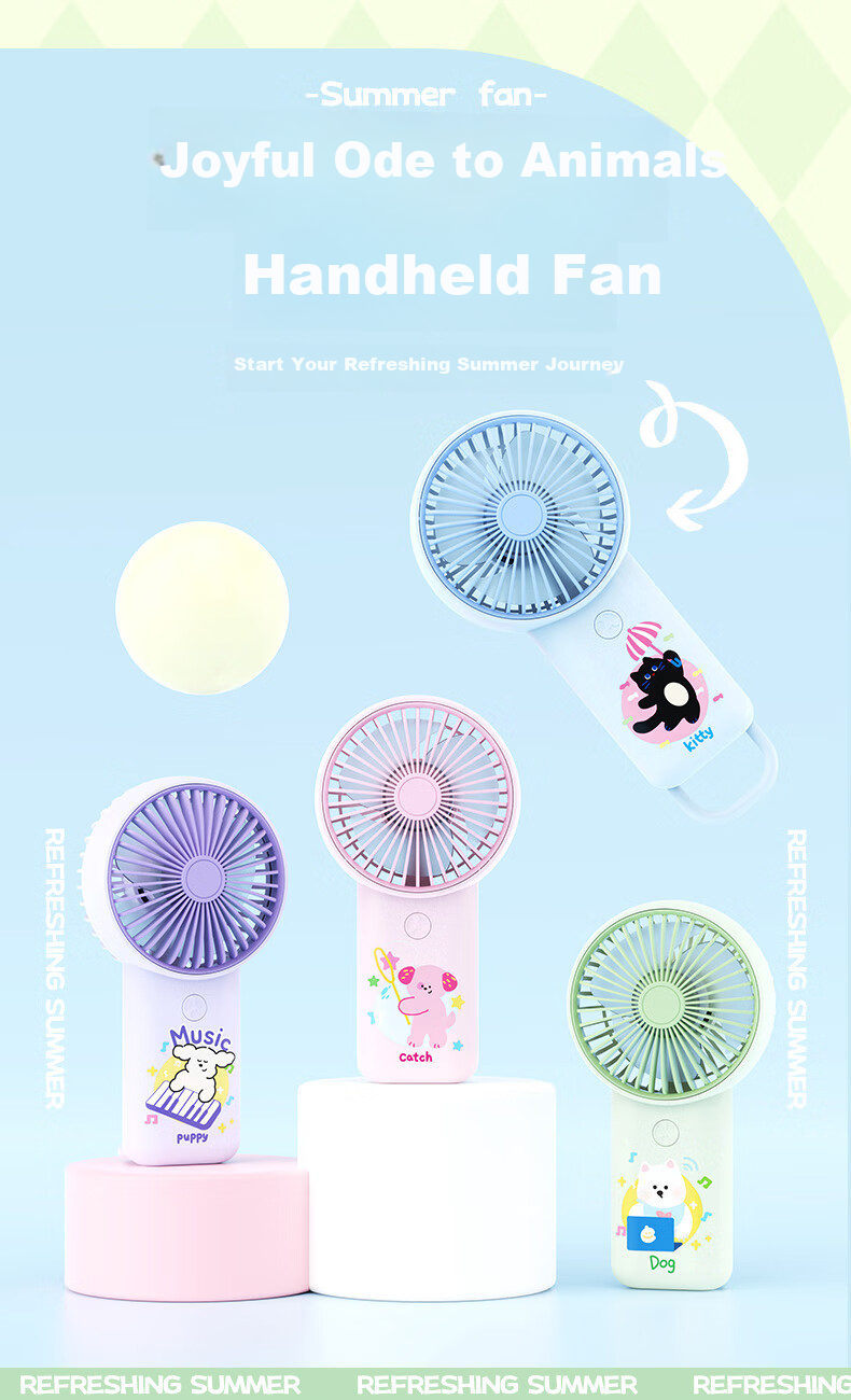 Ouliwen Small Fan, Desktop And Bed Handheld USB Rechargeable Low Noise Two-Speed with Base, Portable Mini High-Power Office Dormitory Fan, My Little Pony Blue 1