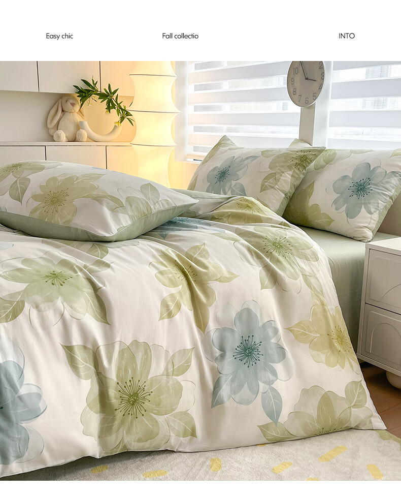 Grace Class 7A Antibacterial Pure Cotton Bedding Set, Three Pieces, Single Dormitory Bed Sheet And Duvet Cover, 1.5*2 Meters, for 1.2m Bed, Mengxia 2