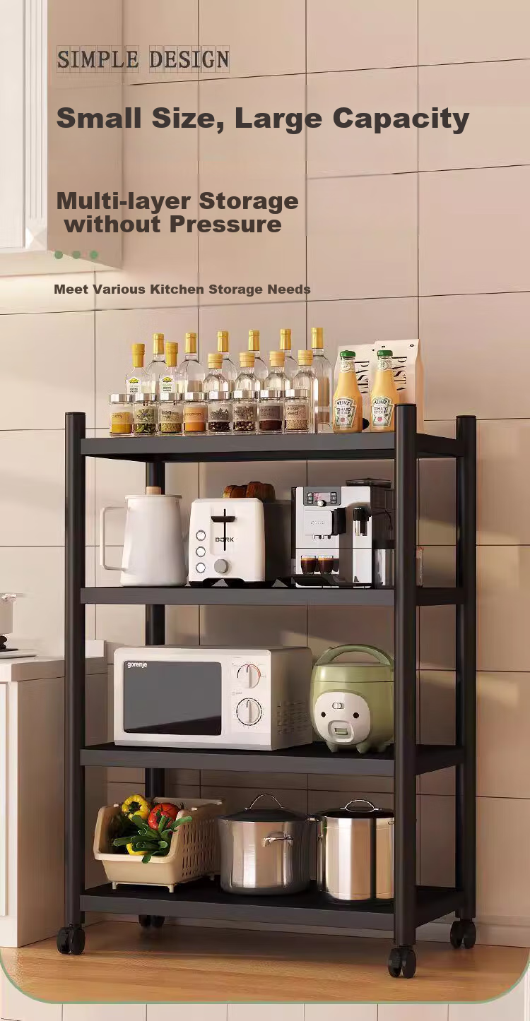 UOEN Kitchen Multi-Functional Storage Rack, Floor-Standing Multi-Layer Organizer for Home Use, Microwave Oven Storage Shelf, Utensil Holder 1