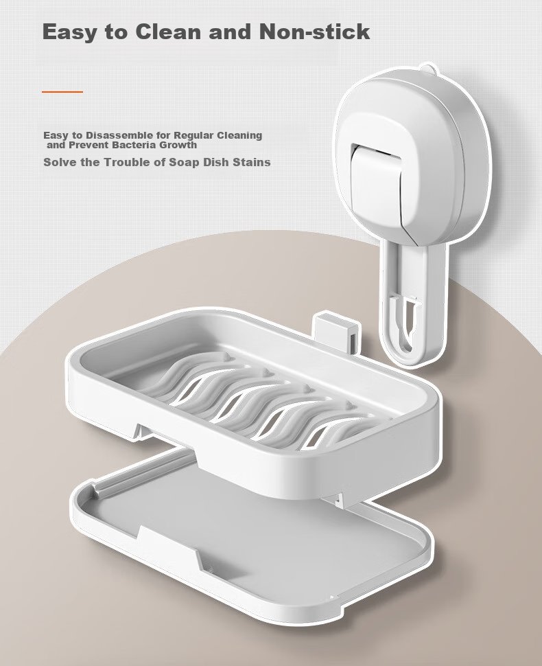 Shangmeide Suction Cup Soap Dish, No Drilling Required, Wall-Mounted Bathroom Draining Soap Holder, Luxurious Bathroom Storage Rack 7