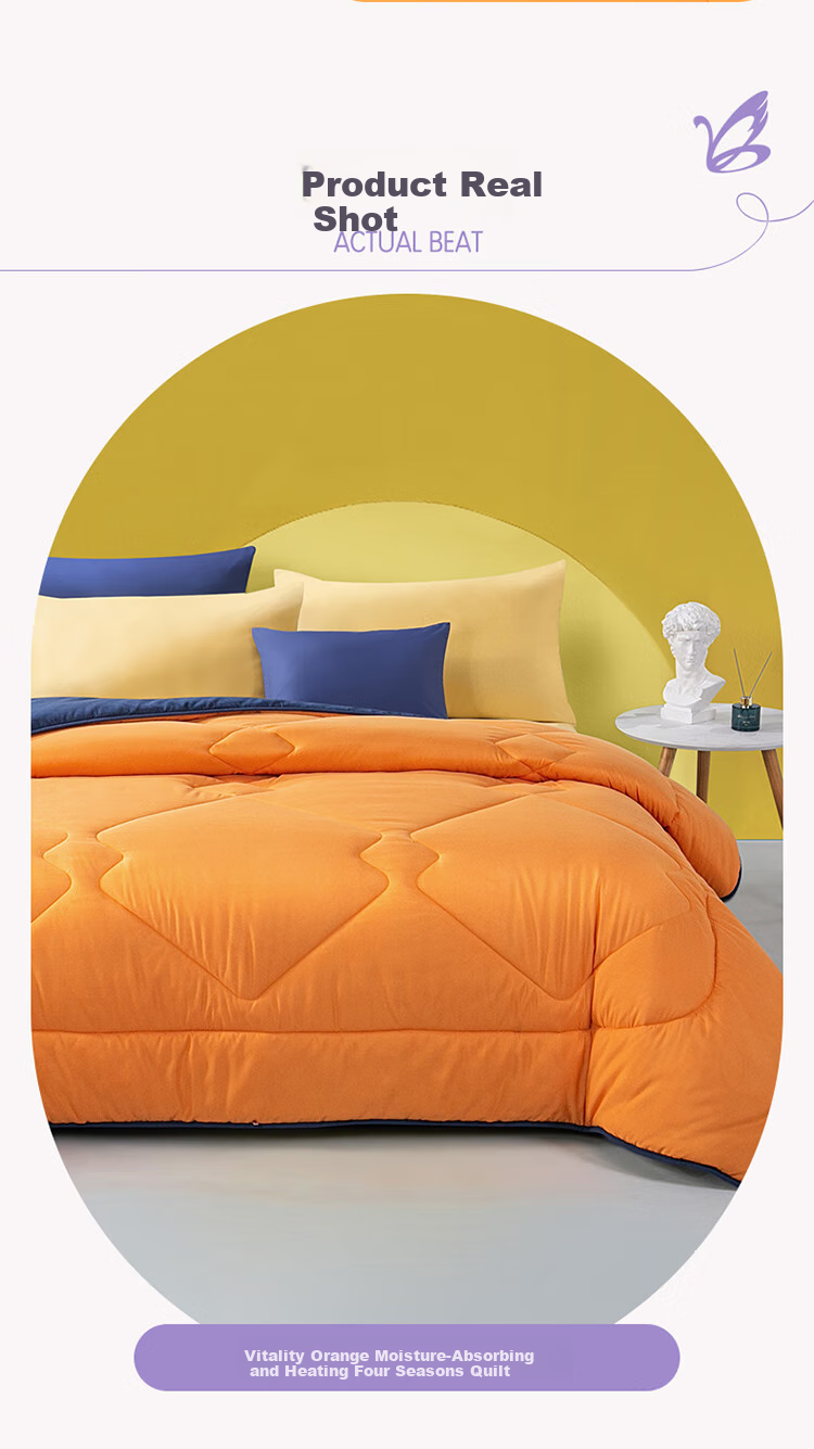 Bravo Fuanna Moisture-Wicking And Heat-Retaining Fiber Comforter, Double Size All-Season Duvet Insert, Approximately 4.7 Jin, 230*229cm, Orange 12