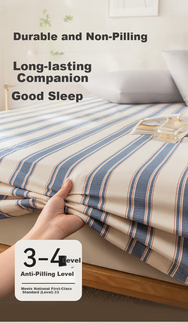 JD Original Pure Cotton Coarse Linen Fitted Sheet Single Piece Class A Skin-Friendly Breathable Comfortable for 1.8m Bed Gulf Style 6
