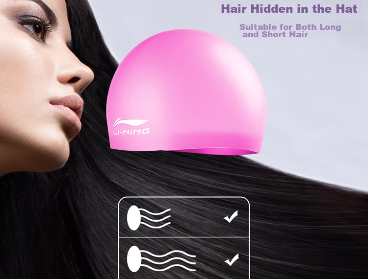Li-Ning Silicone Waterproof Swim Cap for Men And Women, Swimming Cap LSMV461, Lavender Purple 5