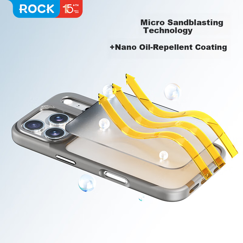 Чехол ROCK для iPhone 17 Pro Max, защитный, противоударный, полупрозрачный матовый, черный
