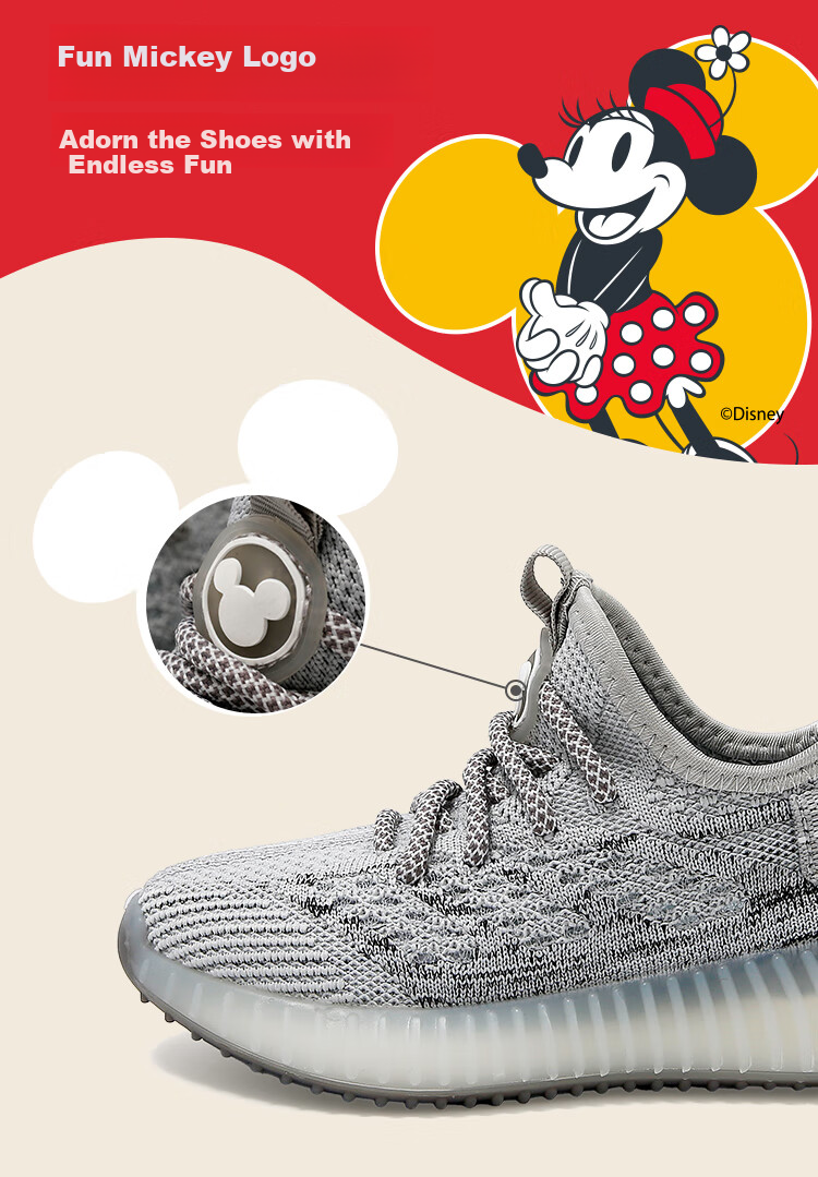 Disney Mickey Children's Coconut Shoes Summer Mesh Breathable Cartoon Casual Shoes Soft Sole Running Shoes Pink Size 38 5