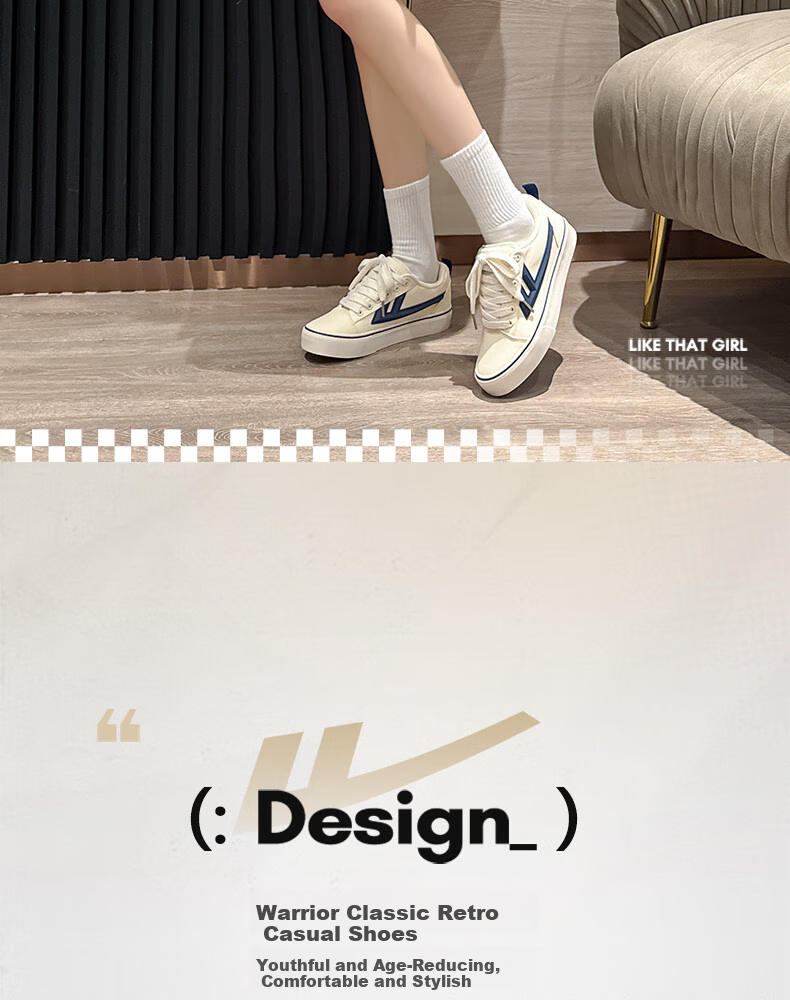 Huili Official Women's Canvas Shoes, 2026 Summer Retro Casual Sneakers, Lightweight White Shoes for Women, Beige Deep Blue, Size 36 2