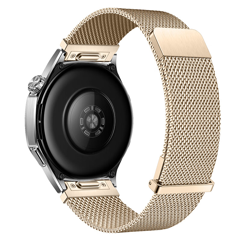 Weiqiantu Milanese Stainless Steel Band for Huawei Watch GT6/6 Pro/GT5/4/5 Pro/Watch 5/4/4P/3P, Press Type, Dual Magnetic 18MM, Gold