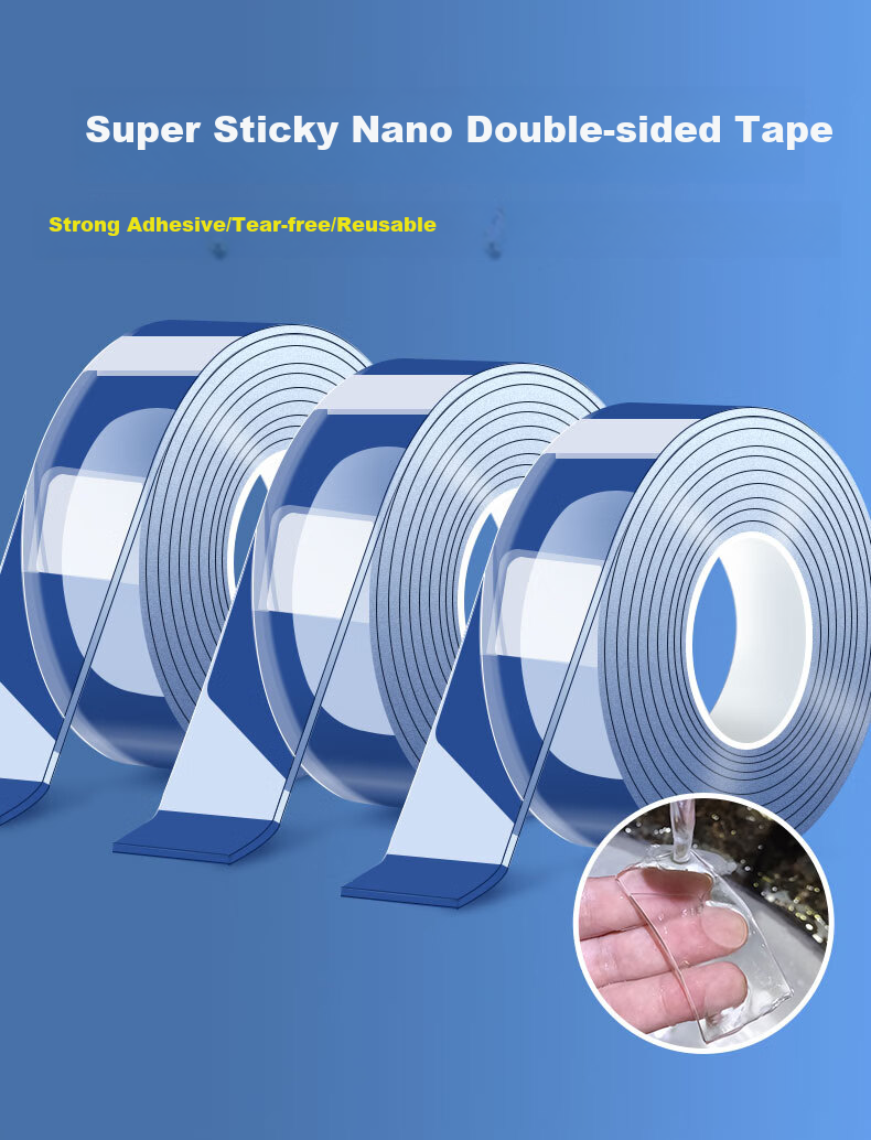 Licao Nano Tape, Invisible Strong Double-Sided Adhesive, Washable Reusable, No Residue, Water-Washable, for Home Use, Couplets, Office, Transparent Tape, 3cm*5m, Thickened, Highly Adhesive 3