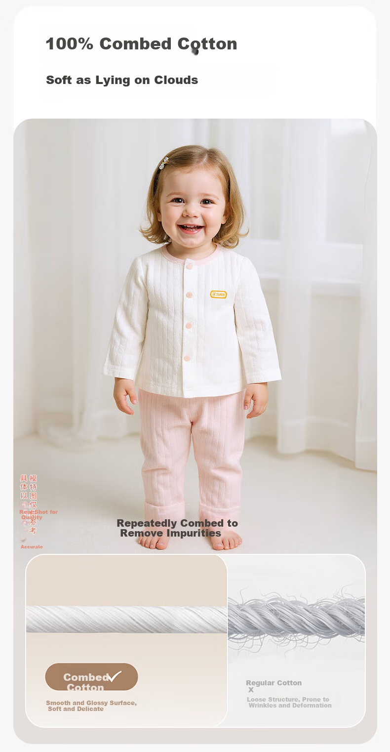 Babyprints Infant Home Wear Set, Boys And Girls Baby Pure Cotton Underwear 2-Piece Set, All-Season Pajamas, Soft And Breathable, Pink 73 2