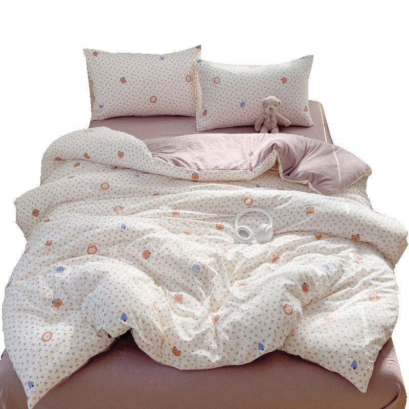 Hongdou Class A Double-Layer Gauze Duvet Cover Single Thickened Single Quilt Cover Four Seasons Quilt Cover 220*240cm Sweet Tea