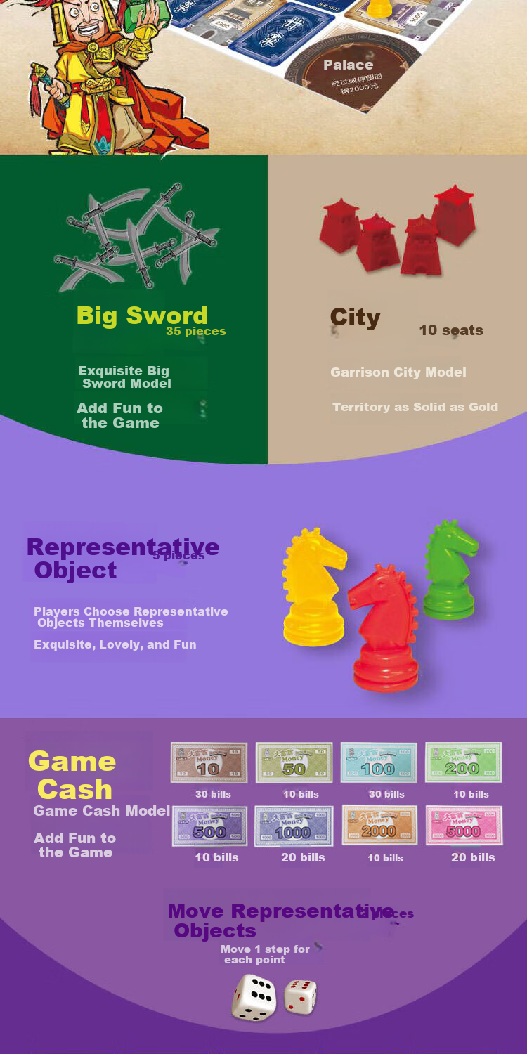 Dafuweng Copper Medal Three Kingdoms Game Board with Five Rulers, Beautiful Props for Multiplayer Family Gathering Board Game 5502 3