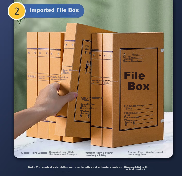 TRNFA Kraft Paper A4 Domestic File Box, High-Quality 520g Thickened Paper Document Storage Box, 60mm Economical, Pack of 10 13