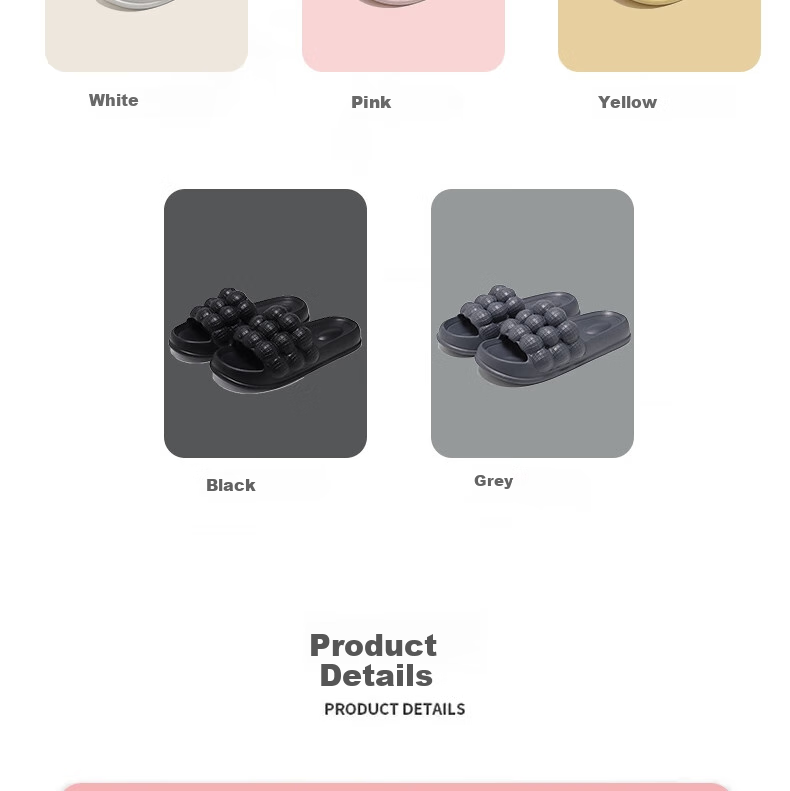 Huamei Comfortable Step-on-Cloud Couple Slippers Indoor Outdoor Non-Slip Thick Sole Soft Elastic HM2288 Yellow Size 40-41 5