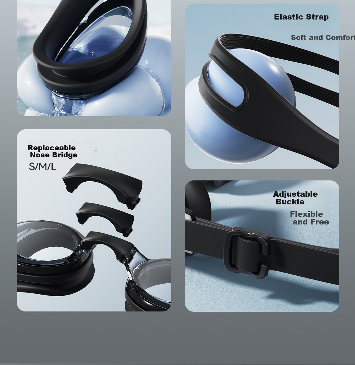 361° Swimming Goggles Set for Men And Women, High Definition Anti-Fog Swimming Glasses for Adults And Children, Clear Lens Swimming Goggles with Swim Cap 4