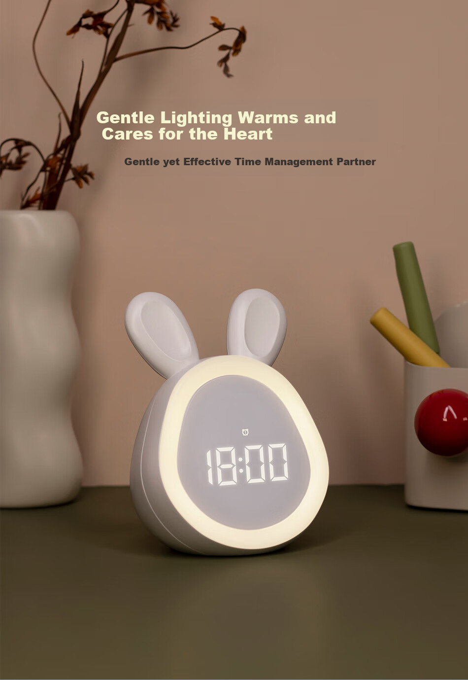Mashi Alarm Clock, Smart Children's And Student Design, Loud Volume, Rechargeable Bluetooth Desktop Clock, Stylish Appearance, Essential for Middle And High School Students with Night Light, Round Rabbit Pink Gift 3