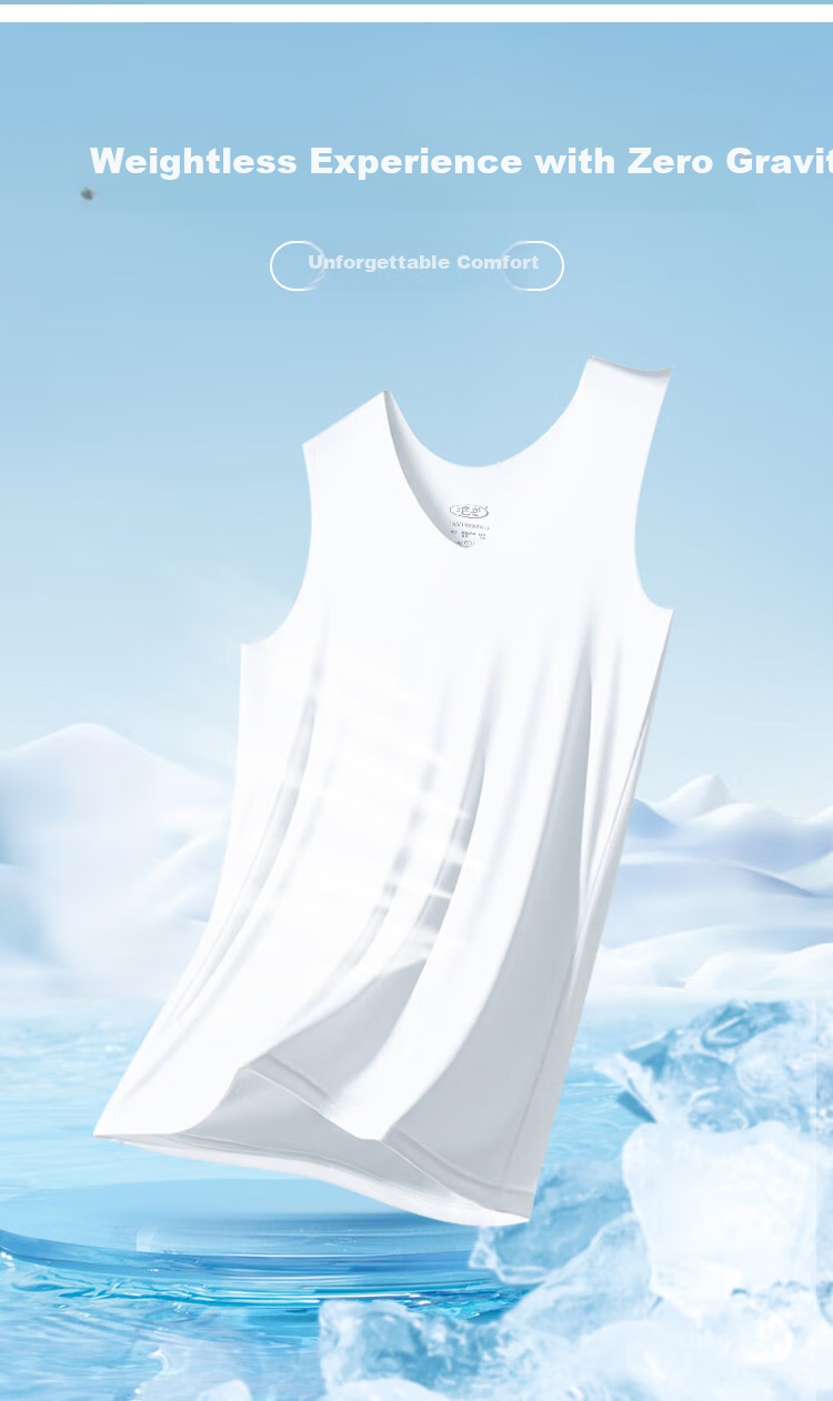 LangSha Men's Tank Top, Ice Silk Summer Thin Sports Underwear, Comfortable Breathable 3A Antibacterial Seamless V-Neck Sleeveless Vest 4