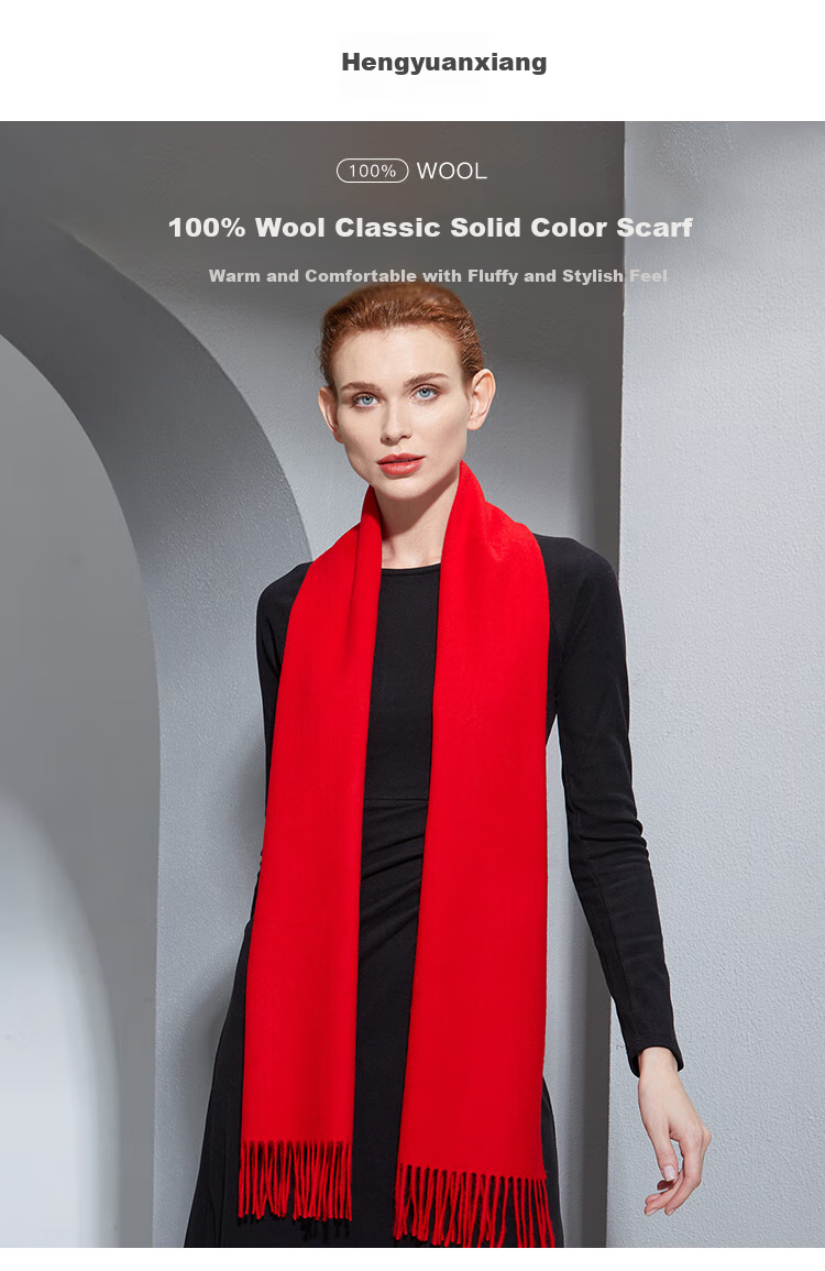 Hengyuanxiang Wool Red Scarf for Women And Men, Zodiac Year Gift for Mom, Mother's Day Present, Corporate Annual Meeting Scarf Customizatio 6