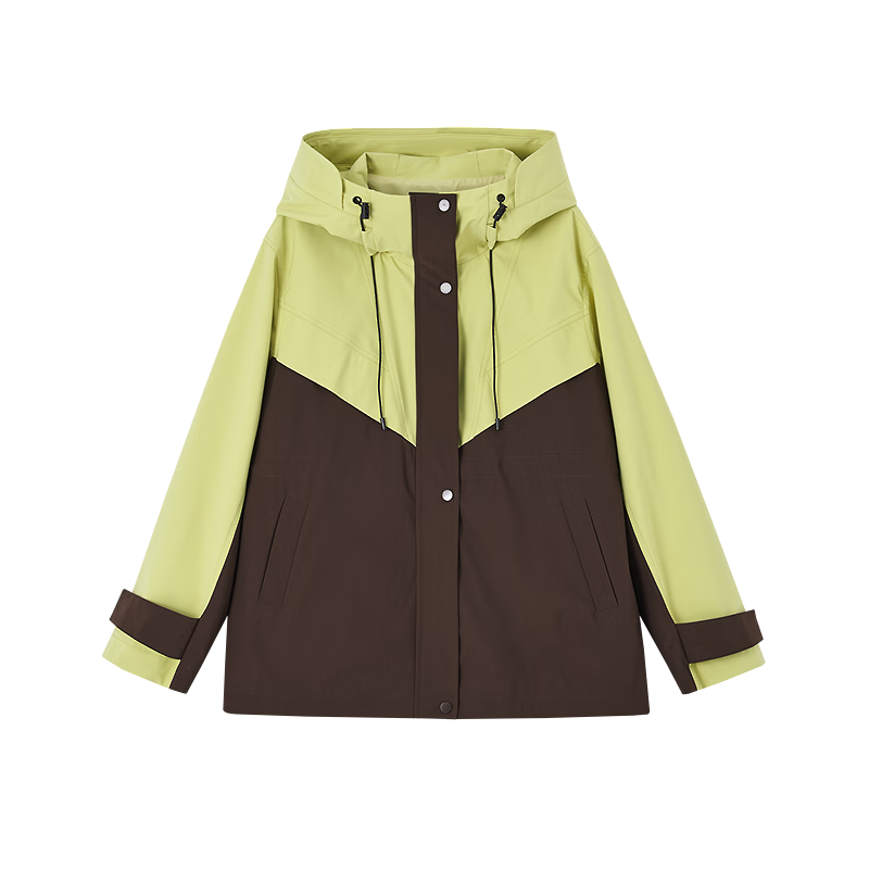 Demana [Three-proof Black Technology] Spring and Autumn Jacquard Nordic Cotton Lightweight Outdoor Hooded Color-block Drawstring Women's Jacket
