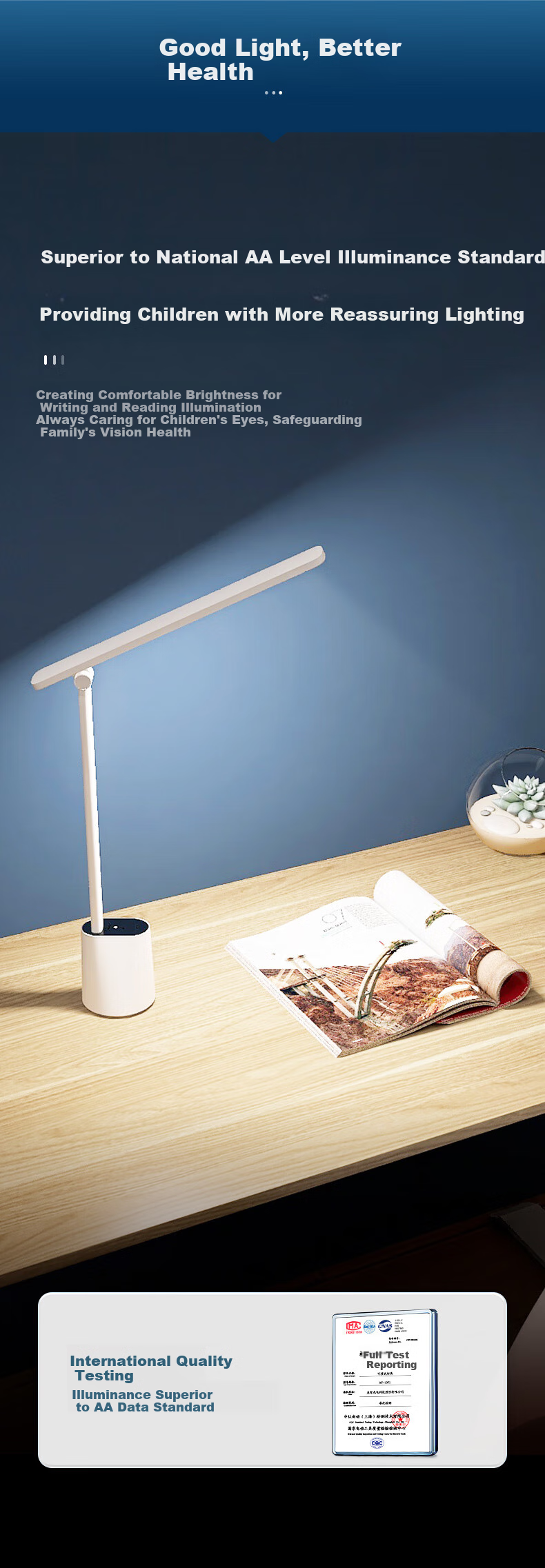 Midea National AA Luminous Efficacy Student Study Desk Lamp Children's Eye-Friendly Bedroom Dormitory Home Desk Reading Bedside Lamp Rechargeable Model 3