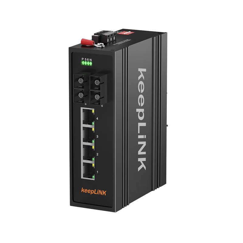 KeepLINK KP-9000-45-204F/SC20 Industrial Switch 100Mbps 2 Fiber 4 Ethernet Single-mode Dual Fiber SC Interface Media Converter DIN Rail Mounted