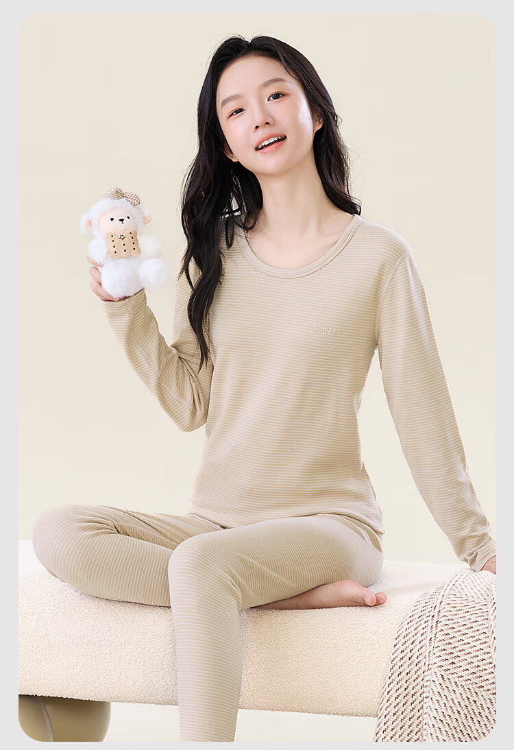 MiiOW Youth Thermal Underwear Autumn Winter A-Class Antibacterial Fleece Pajamas for High School Students Boys Big Kids Autumn Top and Bottom Set 14