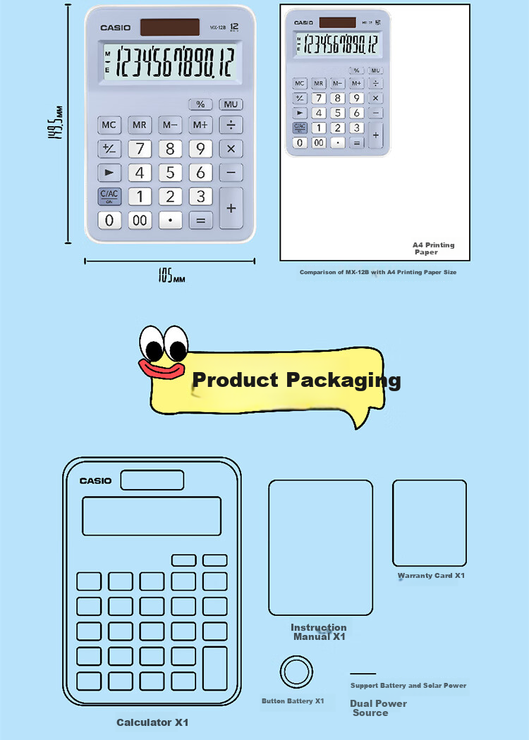 CASIO 60th Anniversary Limited Edition Desktop Office Calculator 12-Digit Display Solar Dual Power Portable Stylish Maple Leaf Red 8