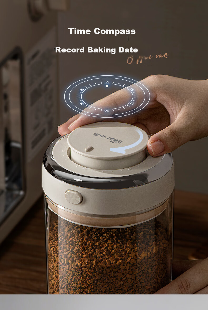 Bear Food-Grade Coffee Bean Airtight Jar Portable Coffee Powder Storage Container 1100ml CX-JW031-P02 7