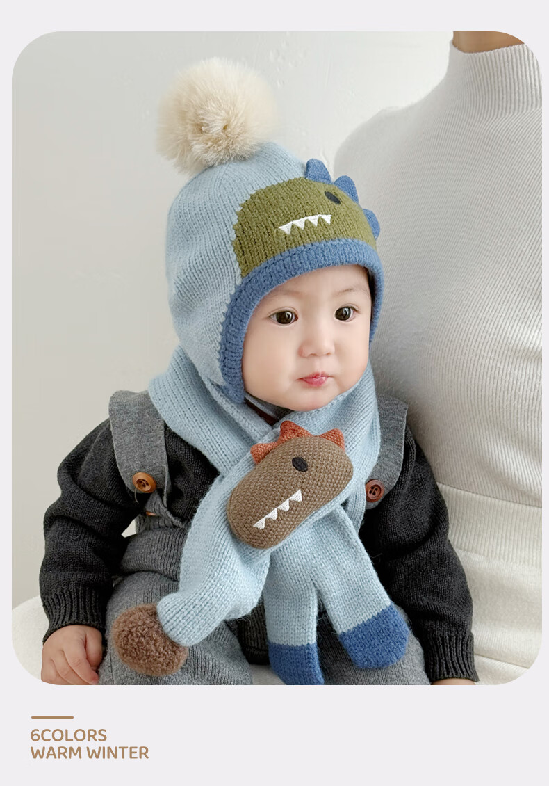 Benaxi Baby Hat Autumn Winter Boys Cute Knitted Hat Infant Winter Wool Hat Outdoor Ear Protection Hat Scarf 18