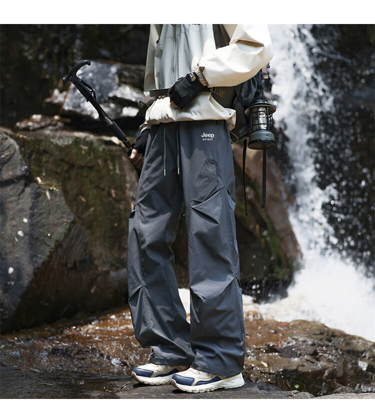 JEEP Men's Outdoor Functional Cargo Casual Pants Spring Tactical Sports Pants Black XL 9