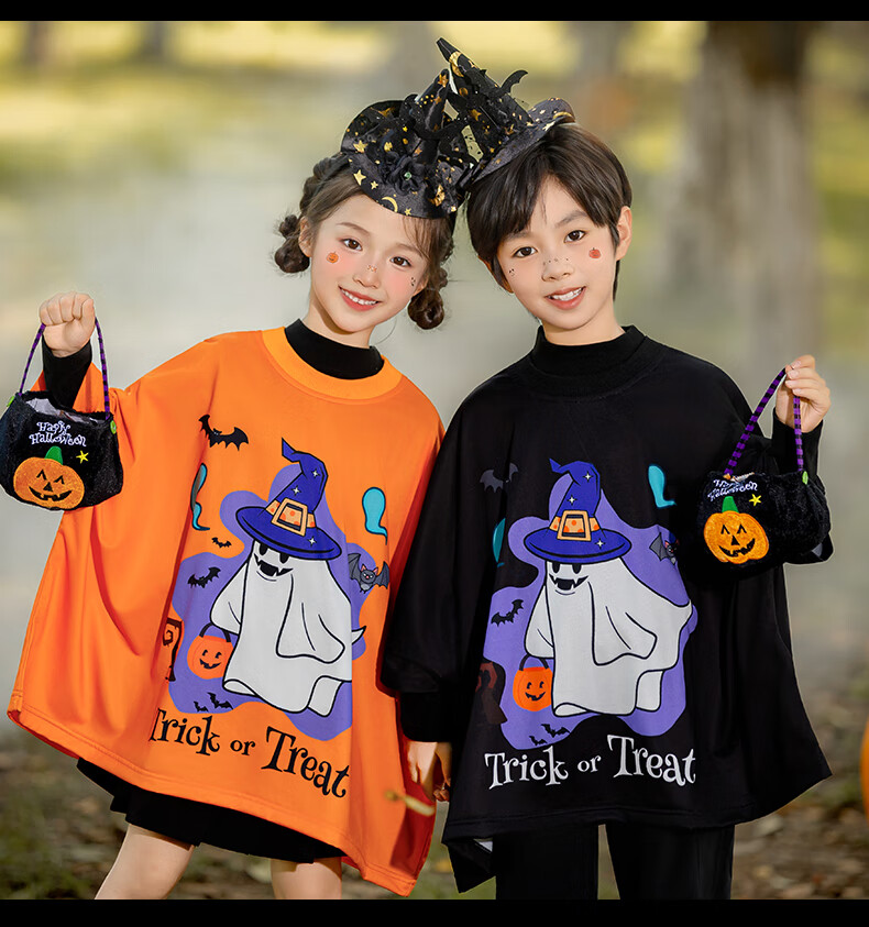 Suhan Tang Halloween Costume Kids Cosplay Boys and Girls Ghost Prank Cartoon Top Bat Shirt (Size S) 11
