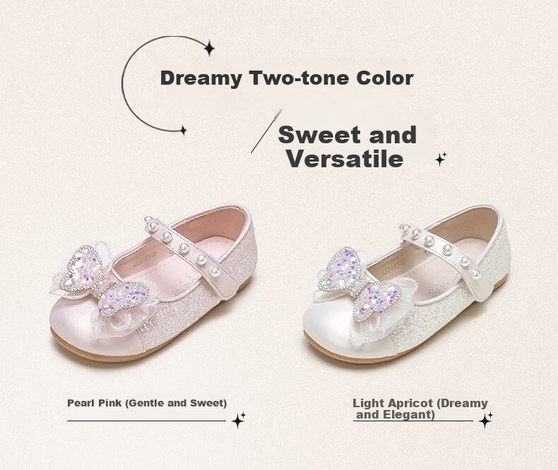 Follow Me Girls' Sequin Bow Square-Toe Princess Shoes, Soft Sole Breathable Performance Dress Shoes for Girls, Pink, Size 29 3