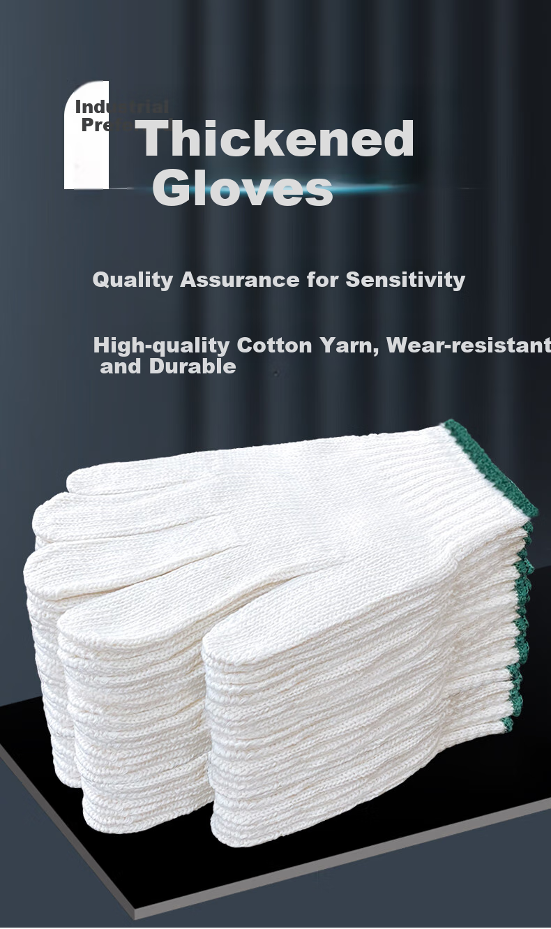Shengfang Gloves, Labor Protection, Wear-Resistant, Work Anti-Slip, Cotton Padded, Thickened White Cotton Yarn, Construction Site Gloves, 800G Thickened, 24 Pairs 1