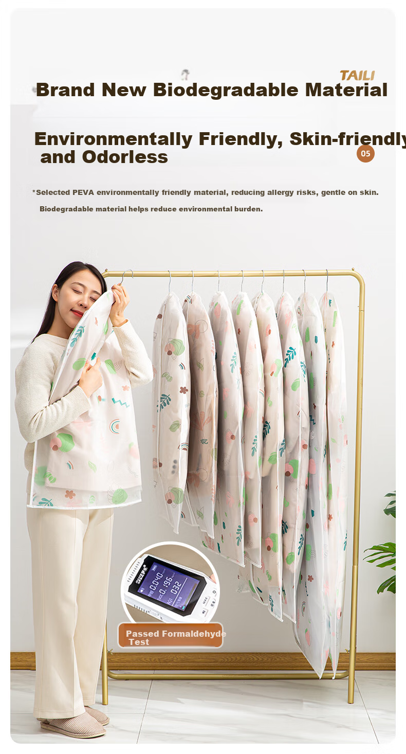 Taili Clothing Dust Cover Thickened Dust Bag for Suits, Coats, Down Jackets Washable Storage Bag Set of 5 60*100cm 9