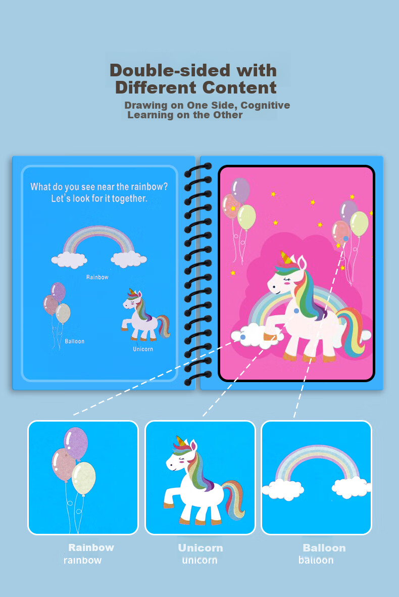 COOKSS Magic Water Drawing Book, Reusable Doodle Water Pen Book, Magic Coloring Dinosaur Toy for Boys And Girls, 6 Books 13