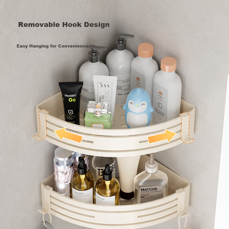 JD Jingzao Anti-Gravity Series No-Drill Bathroom 3-Piece Set Thickened Towel Rack Triangle Basket Space Aluminum Storage White