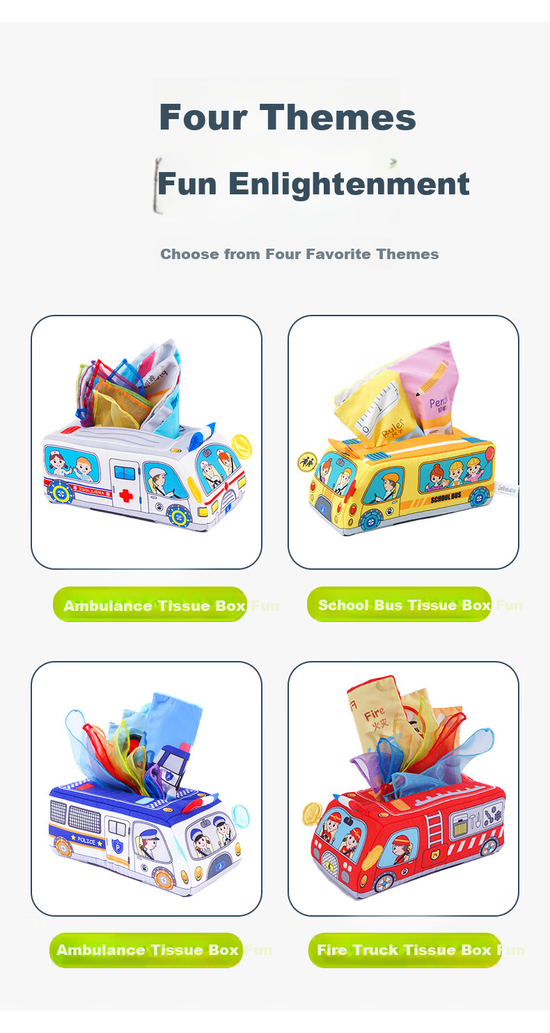Jollybaby Baby Tissue Paper Toy Box, Tear-Resistant Tissue Dispenser for Infants And Toddlers, Realistic Design for Newborns, Fire Truck Design for Ages 0-1 8