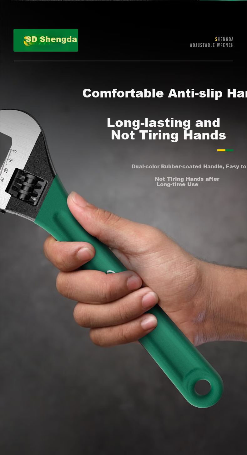 Shengda 6-Inch Plastic-Coated Adjustable Wrench Multi-Functional Open-End Wrench Tool Set 7