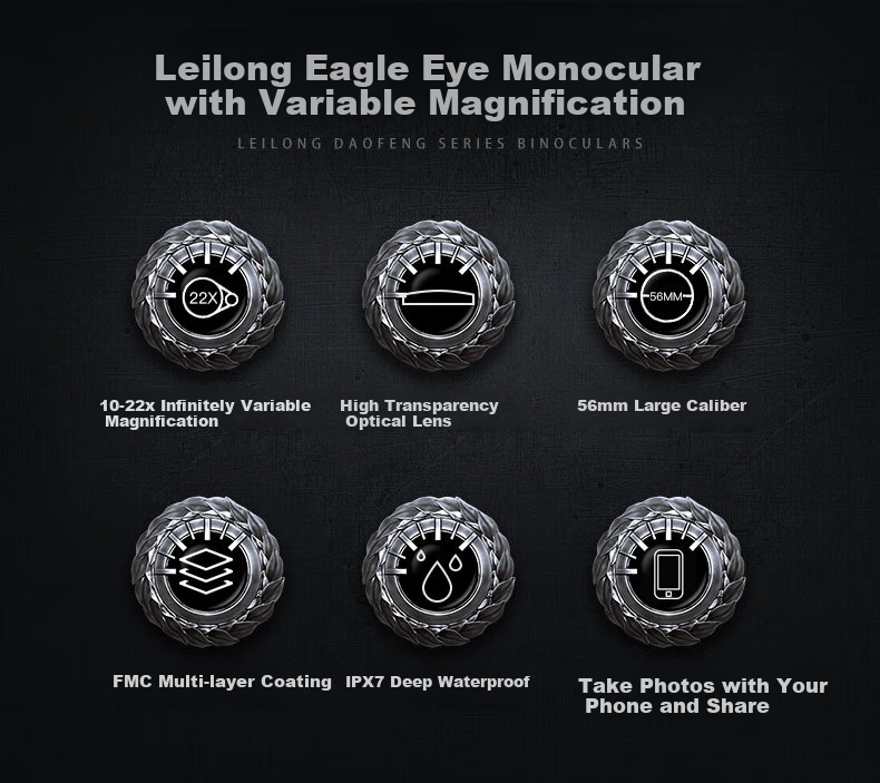 Leaysoo Eagle Eye 10-22X56 Large Eyepiece High-Definition Zoomable Nitrogen-Filled Waterproof Professional-Grade Adult Outdoor Concert Binoculars, Black 2